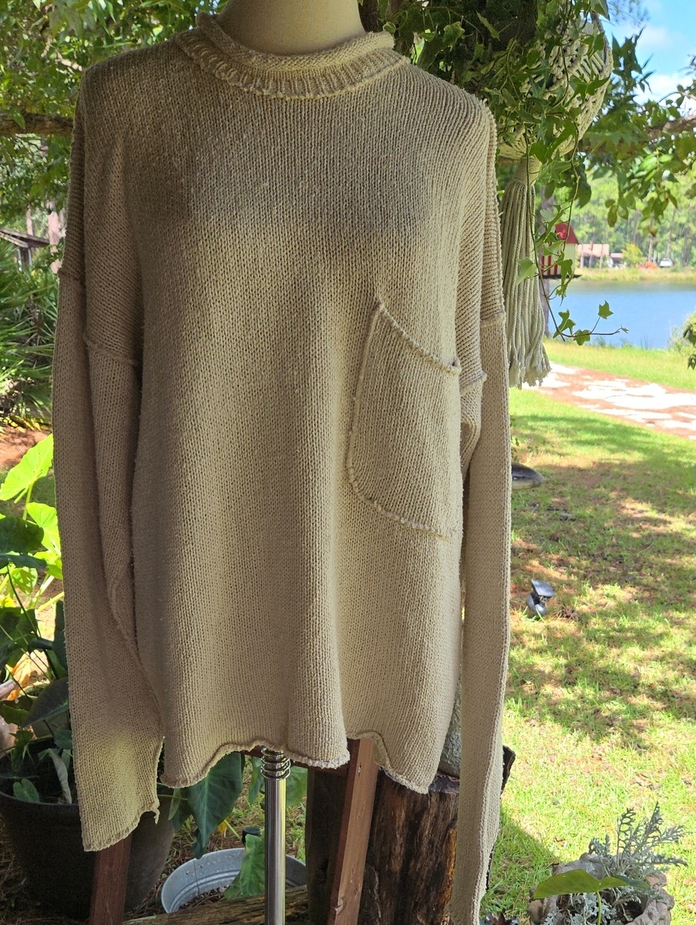 Le Collezioni Structure Cream 100% Silk Mock Neck Sweater